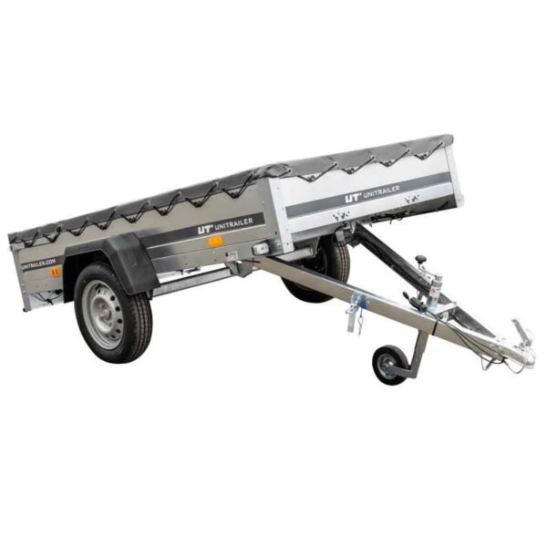 Remorque galvanisée 230 x 125 cm Garden Trailer 230 KIPP [avec roue jockey, bâche plate et tiges de support bâche]